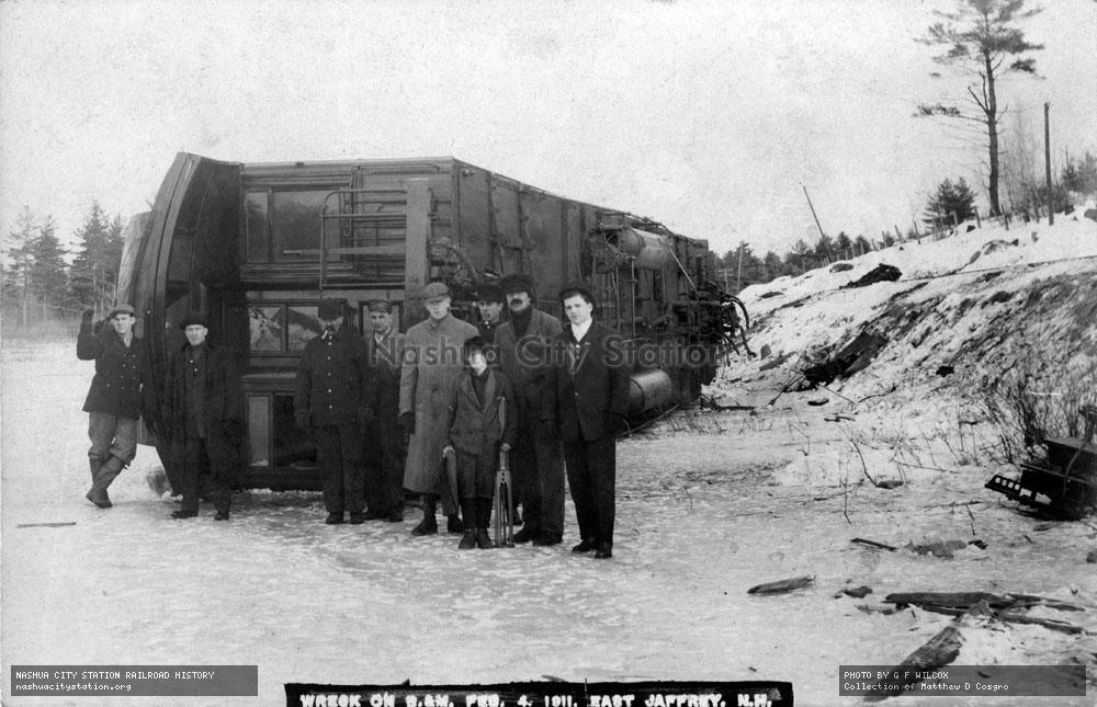 Postcard: Wreck on Boston & Maine, February 4, 1911.  East Jaffrey, New Hampshire